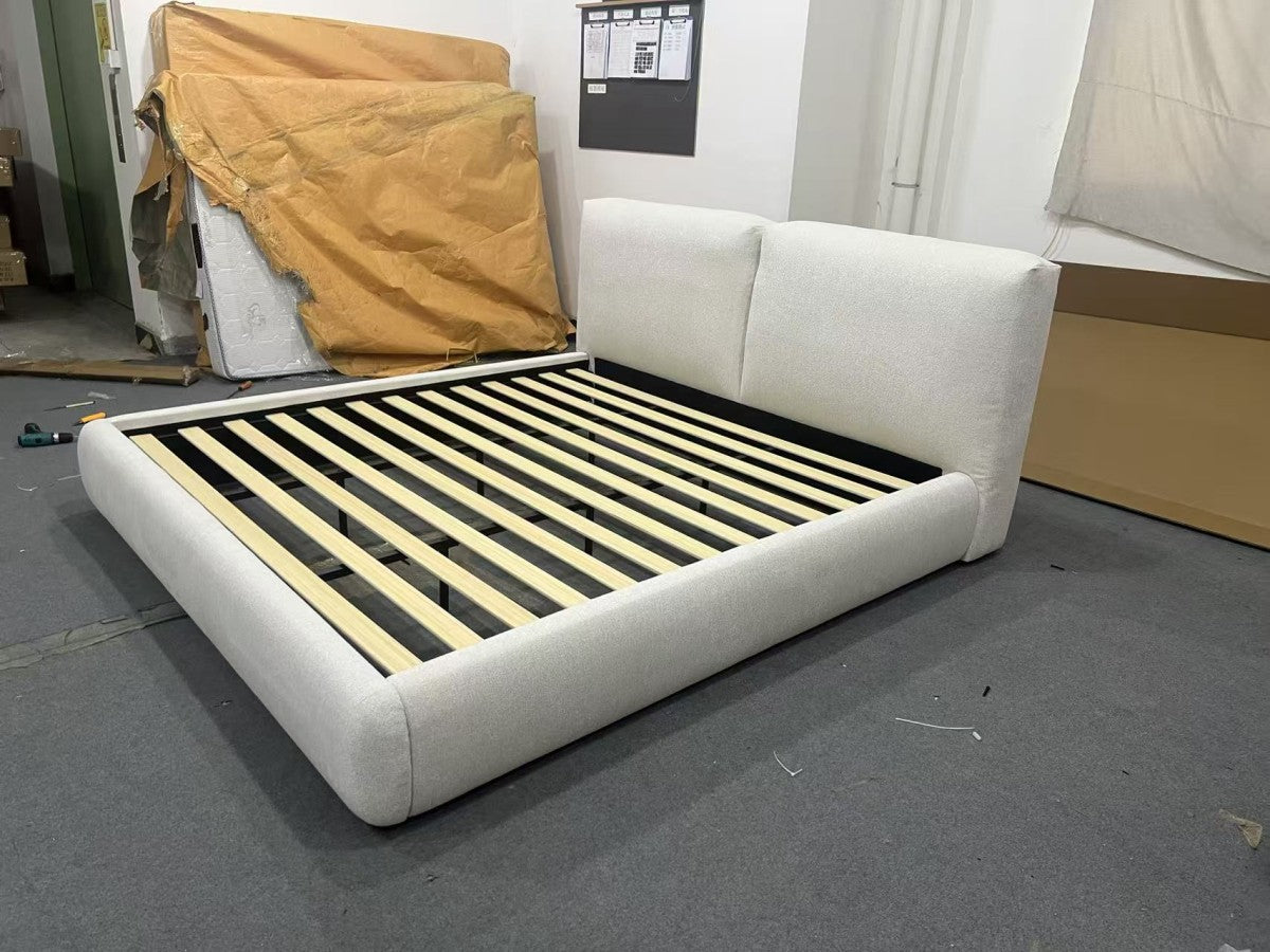 KING BED FRAME - BEIGE