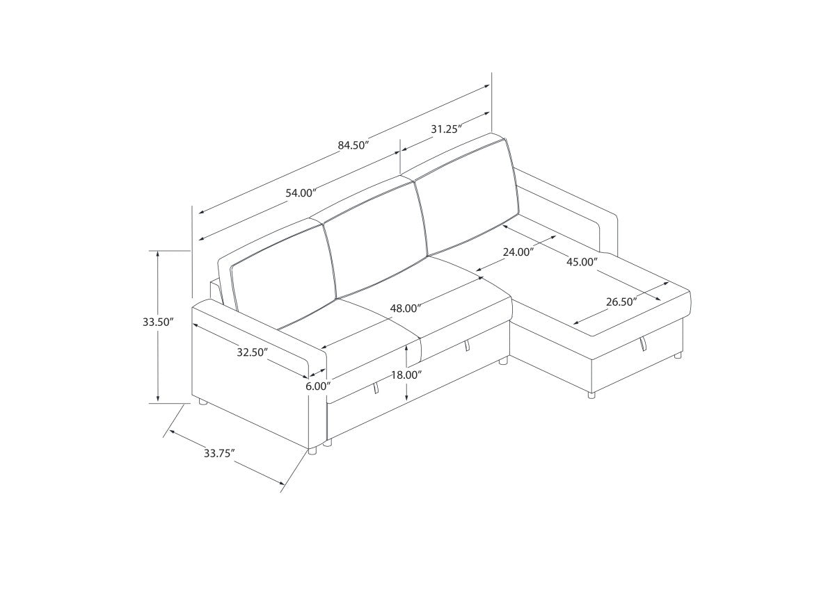 Upholstered Sectional Sleeper (Style 2)