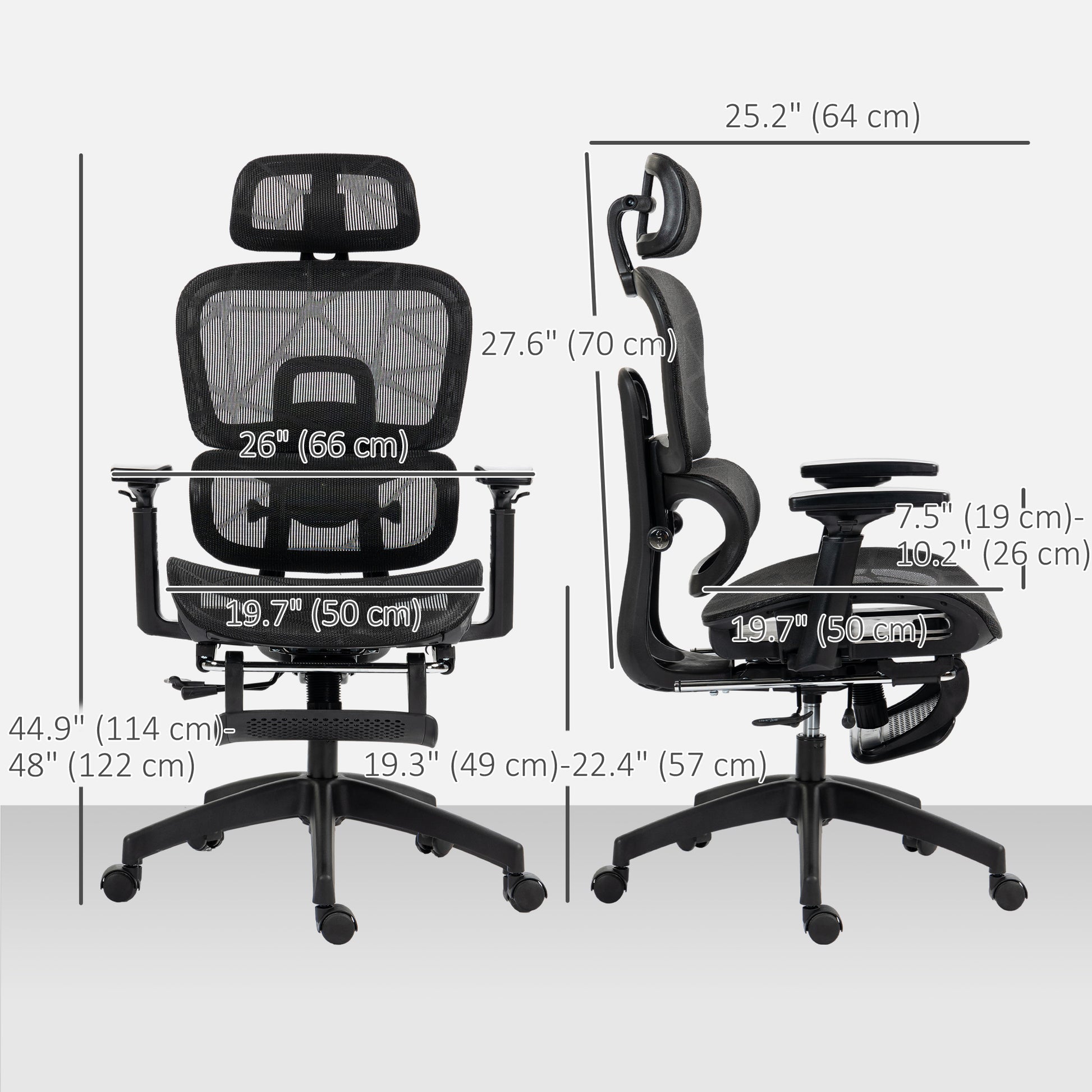 HOMCOM Ergonomic Mesh High-Back Office Chair with 3D Armrests, Lumbar Support, 135° Recline