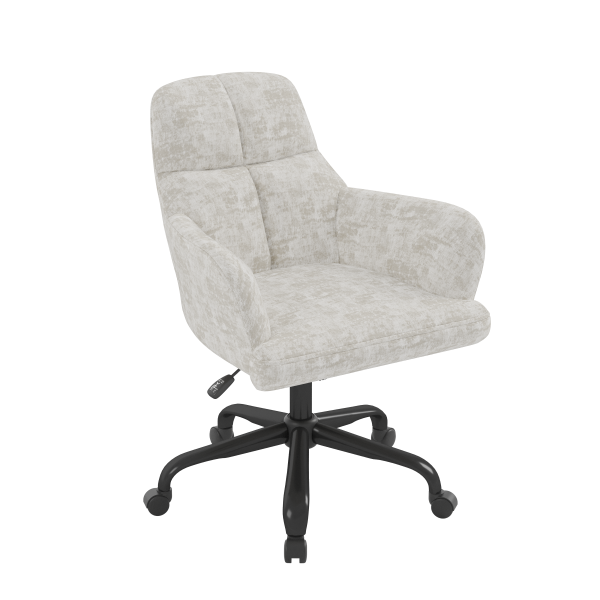 Brassex Lazare Grey Fabric Ergonomic Swivel Adjustable Office Chair with Tufted Accents