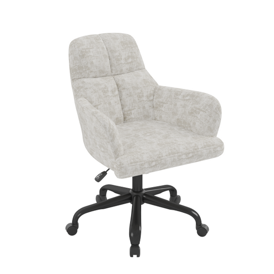 Brassex Lazare Grey Fabric Ergonomic Swivel Adjustable Office Chair with Tufted Accents