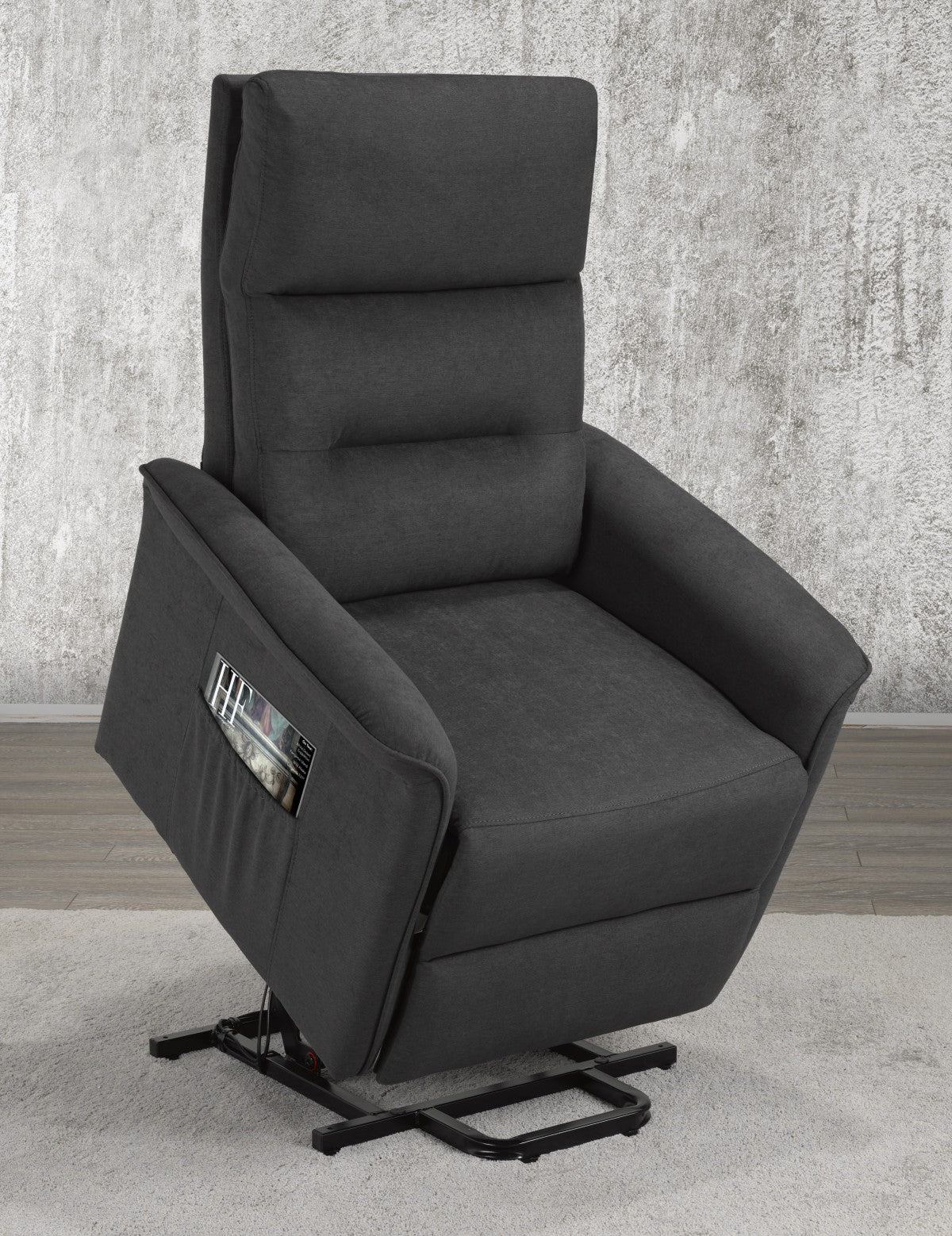 Brassex Power Lift Recliner Chair, Dark Grey Fabric, Ergonomic Comfort