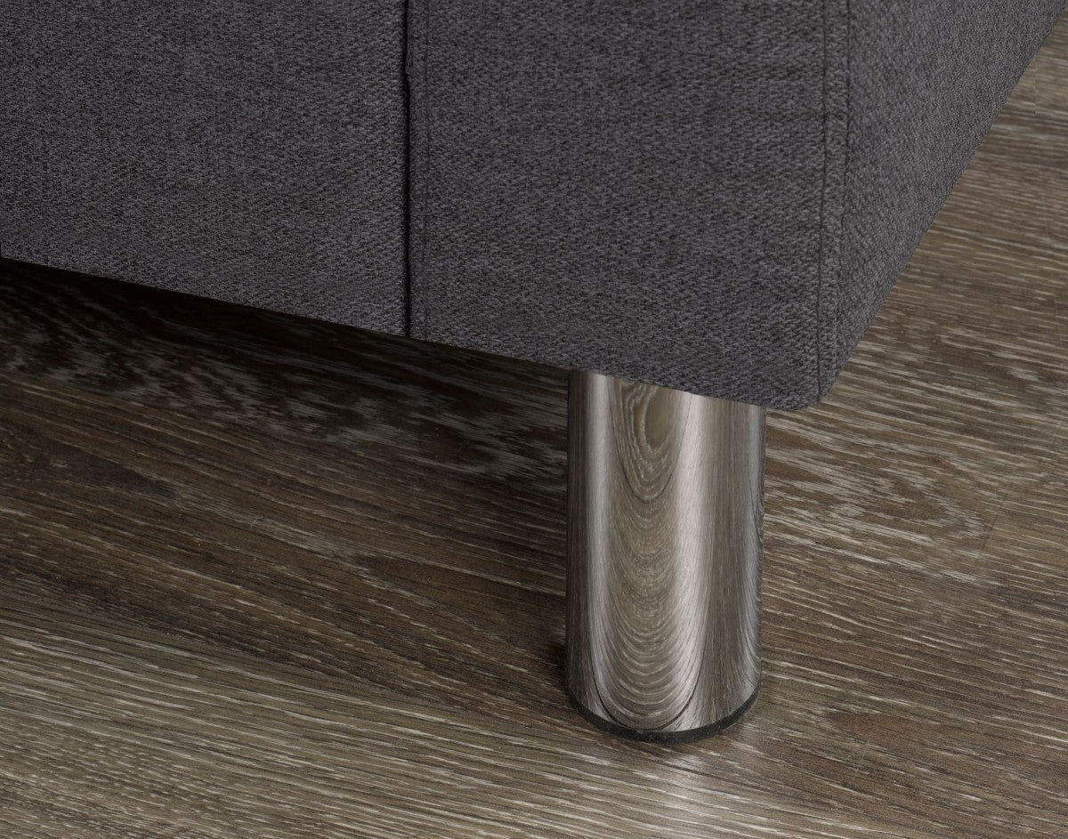 Modern Dark Grey Sectional Sofa with Reversible Chaise and Chrome Legs