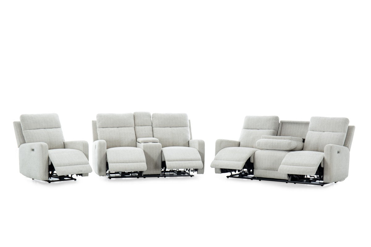 Upholstered Power Recliner Sofa – Oatmeal Milk