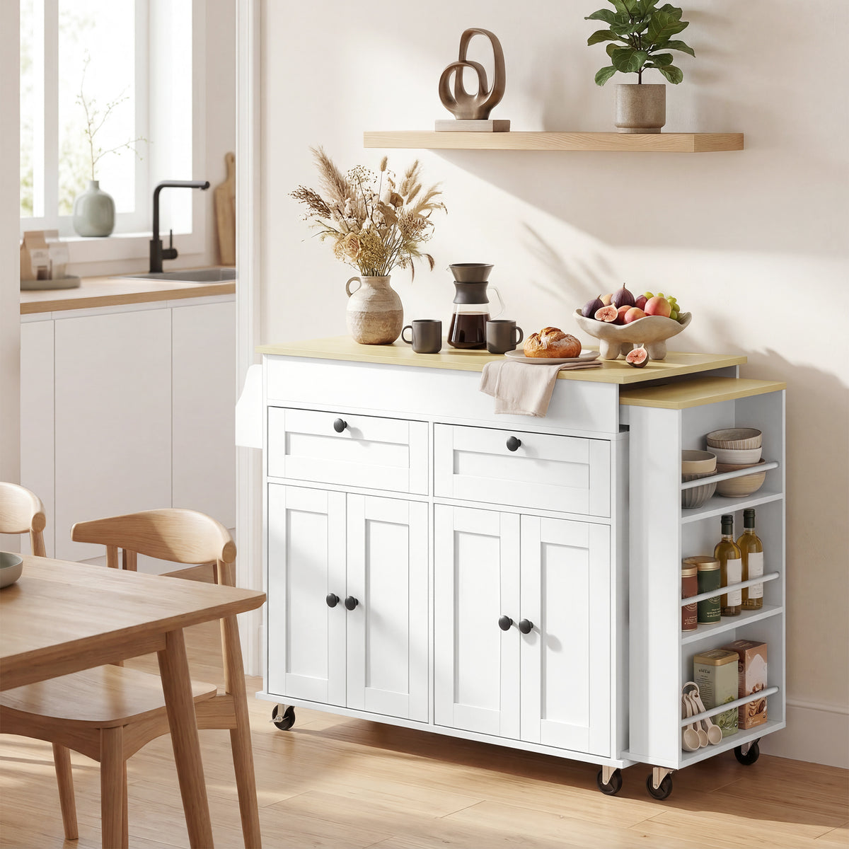 Kitchen Island with Sliding Expandable Top – 50"W x 35"H