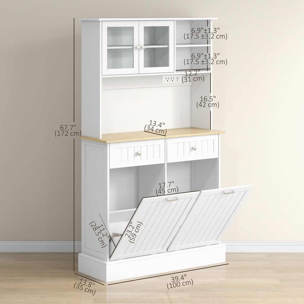Kitchen Cabinet with Charging Station – 39"W x 68"H