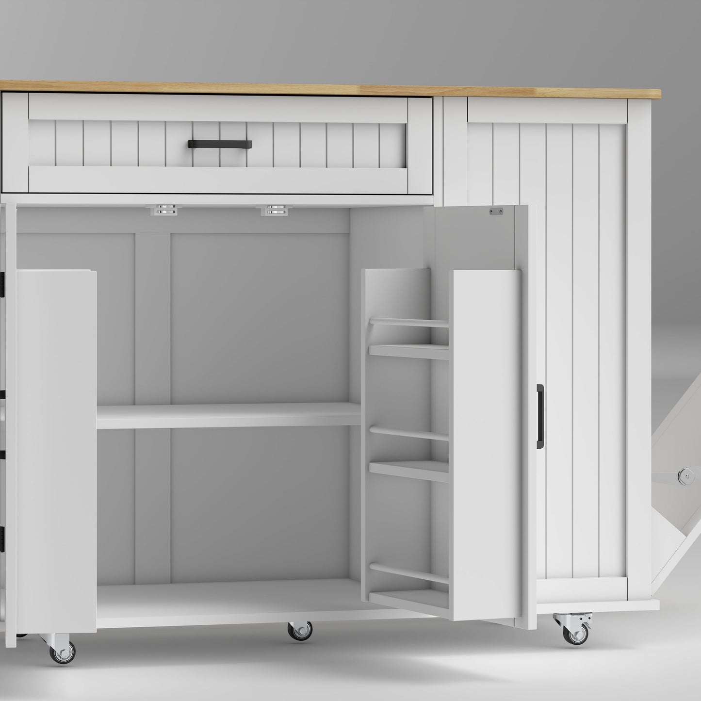 HOMCOM Kitchen Island Cart Portable with Charging Station White