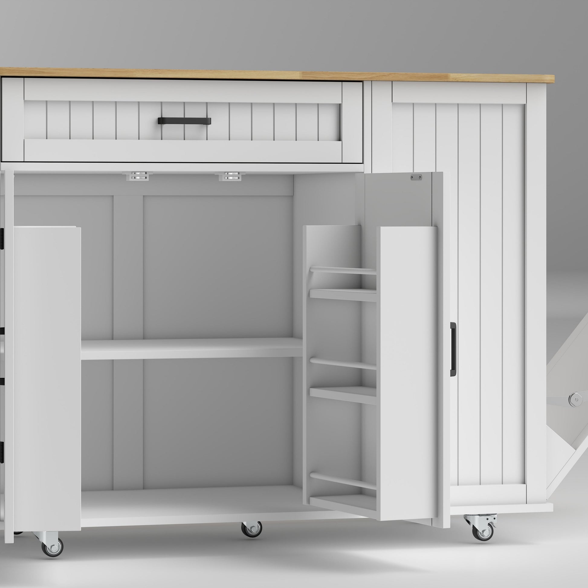 HOMCOM Kitchen Island Cart Portable with Charging Station White