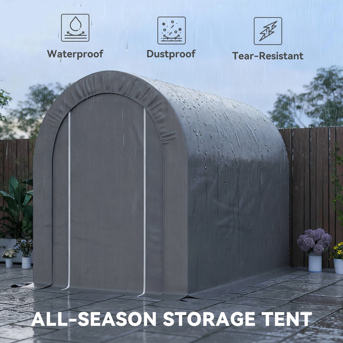 5' x 8' Outdoor Storage Shed, Heavy Duty Galvanized Steel Portable Shed for Bike, Motorcycle, Garden Tools