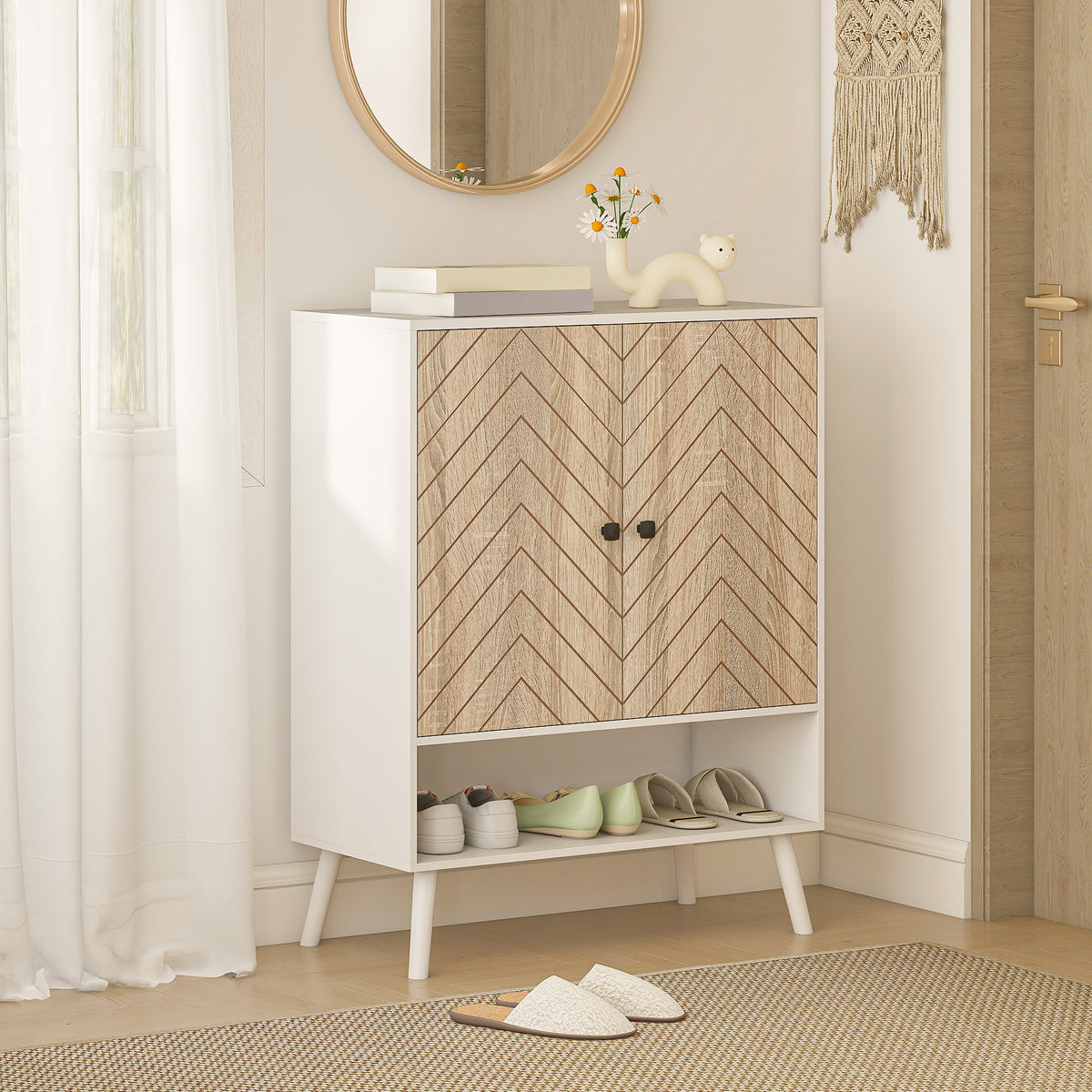 5-Tier Shoe Cabinet with Doors – 30"W x 38"H