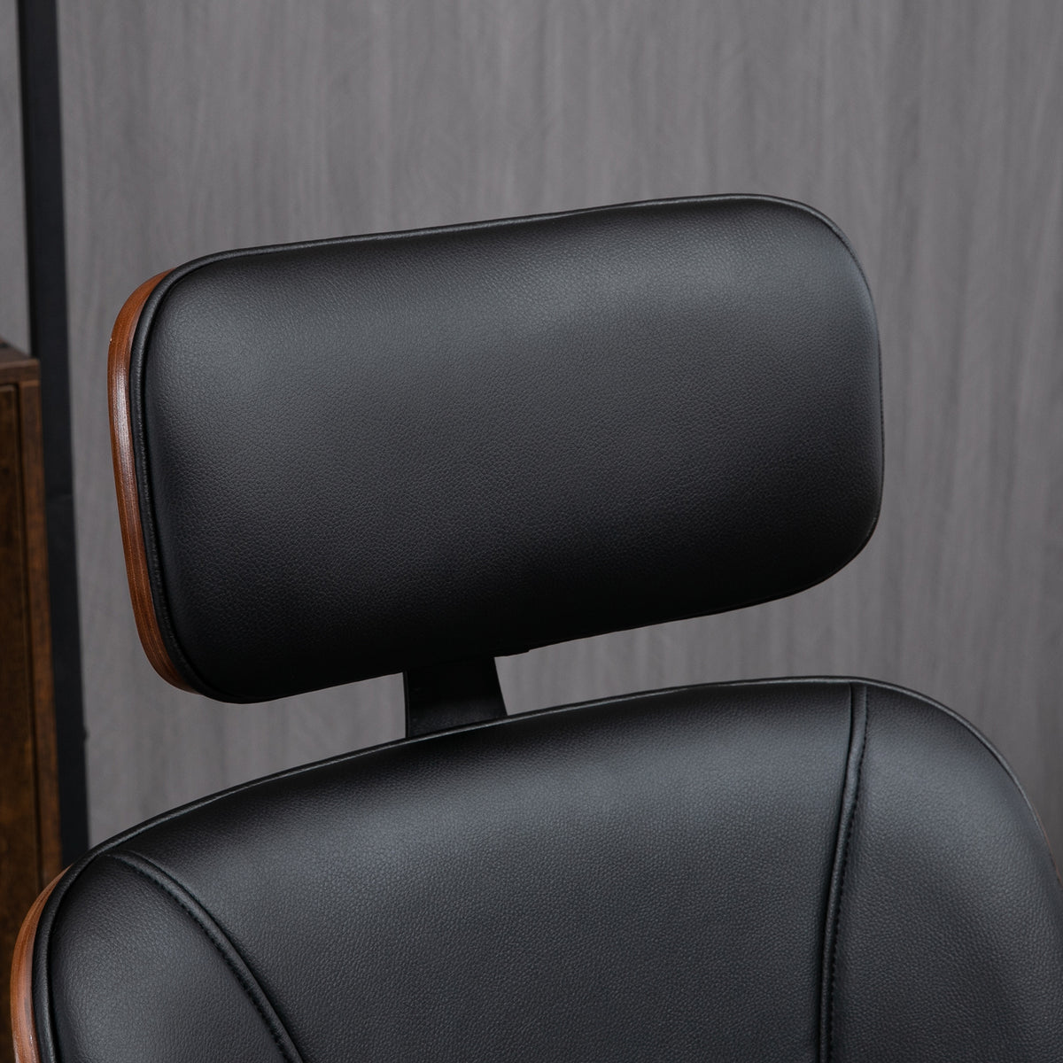 Office Chair, PU Leather Desk Chair with Removable Headrest, Adjustable Height, Black