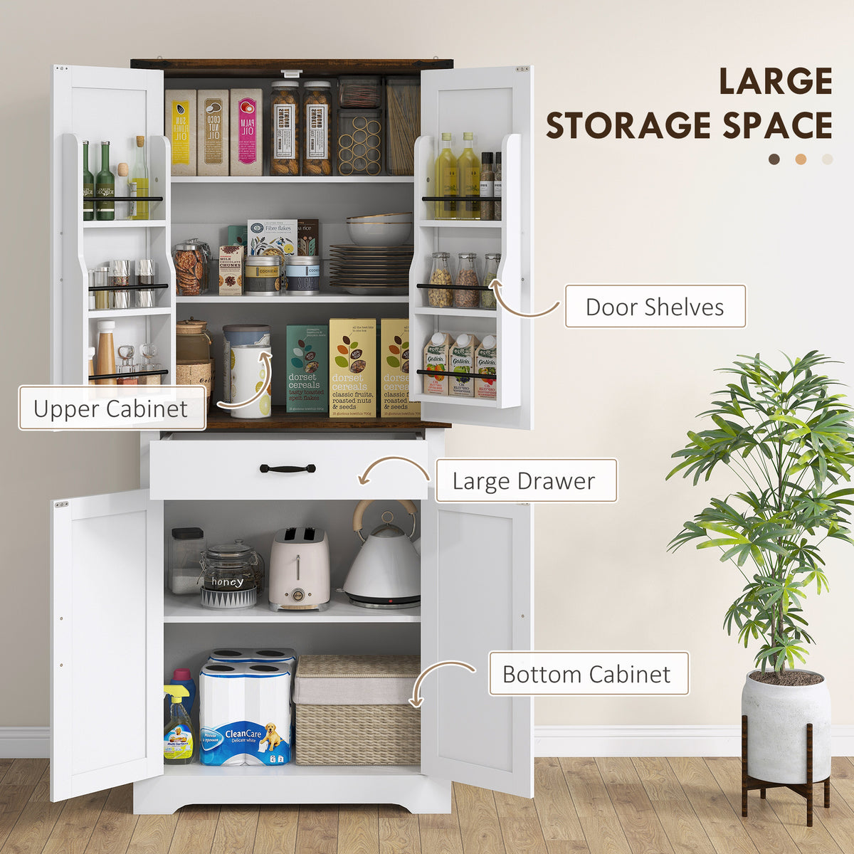 Farmhouse Pantry Cabinet with Barn Doors – 30"W x 71"H