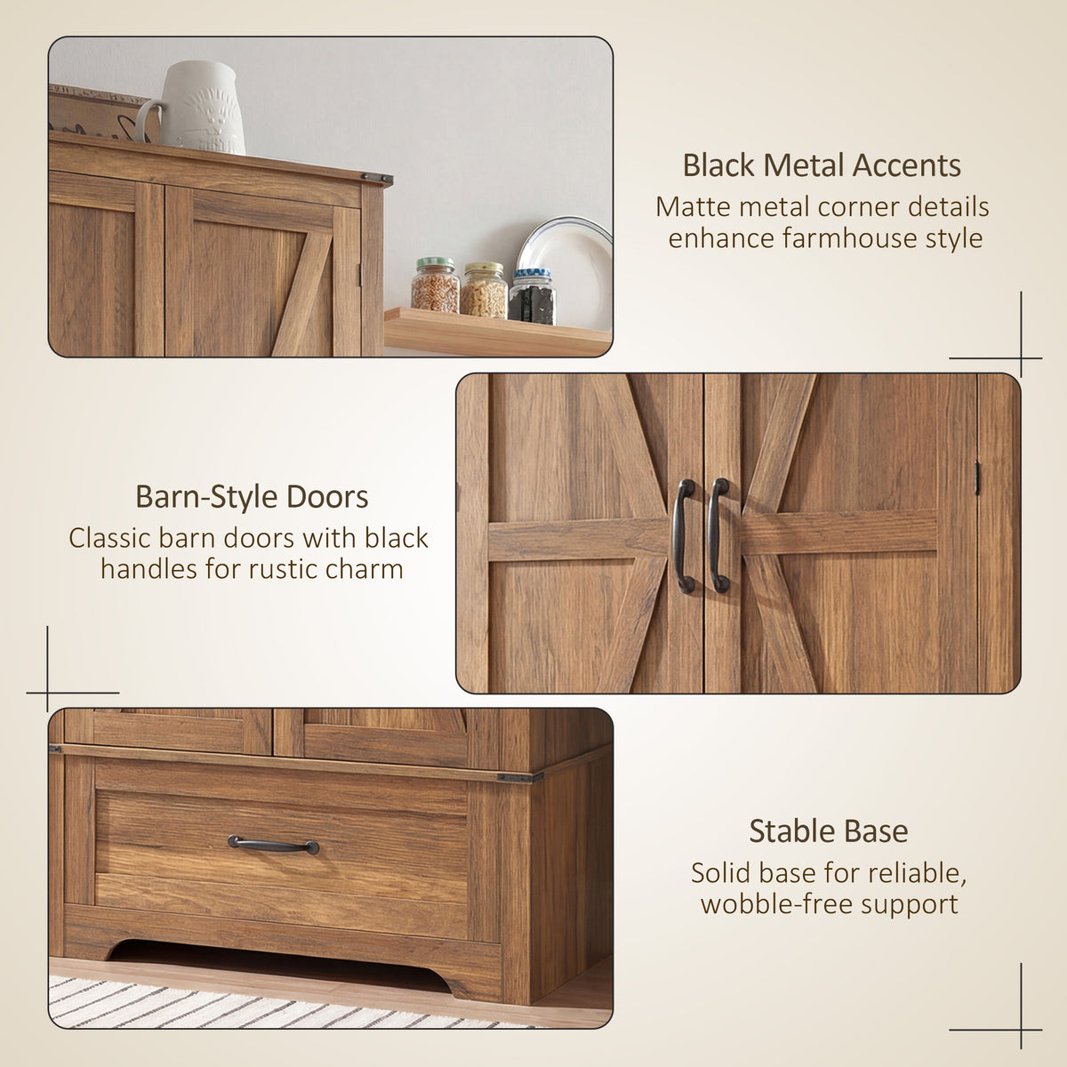 Farmhouse Pantry Cabinet with Adjustable Shelves – 31"W x 72"H