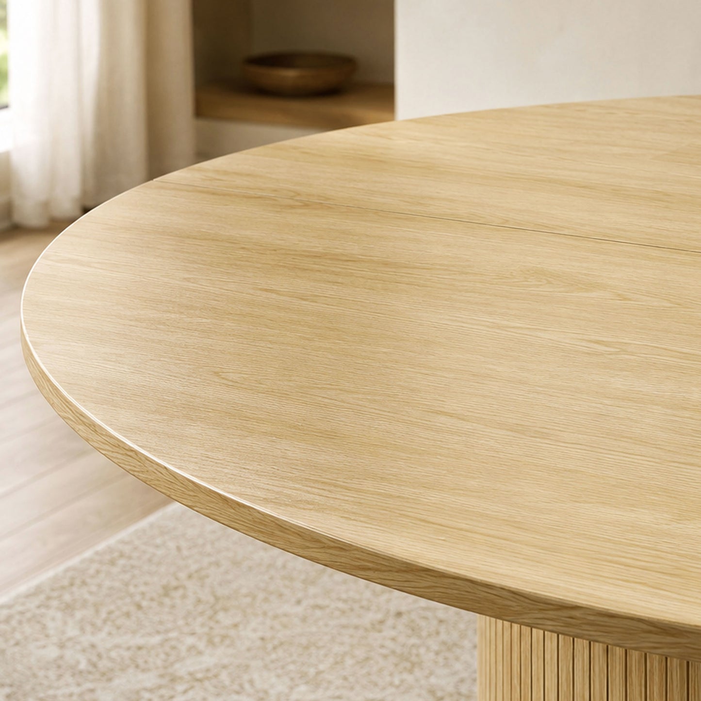 HOMCOM Round Dining Table 47in Natural Wood Pedestal Base