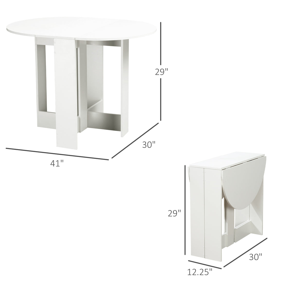 41" Oval Drop Leaf Folding Dining Table for Small Spaces