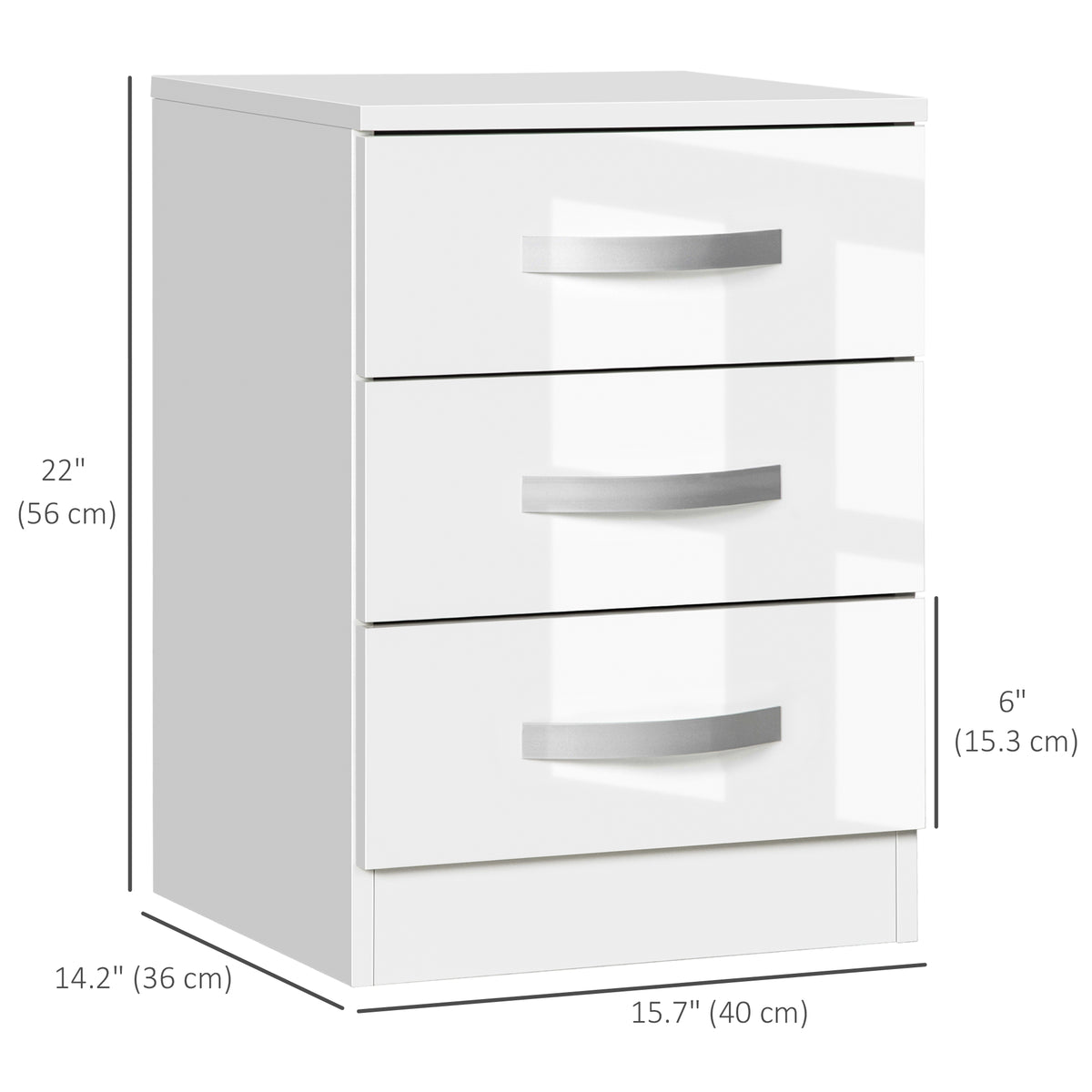 High Gloss Multi-Drawer Nightstands, Set of 2 – 16"W x 22"H