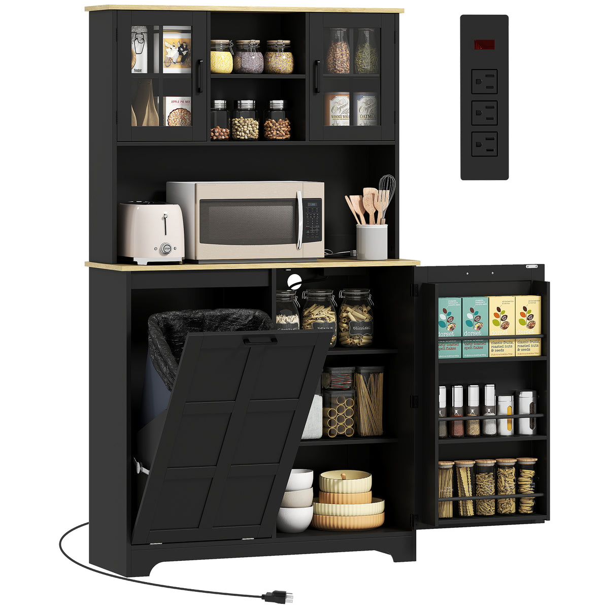 Kitchen Pantry Cabinet with Charging Station – 39"W x 69"H