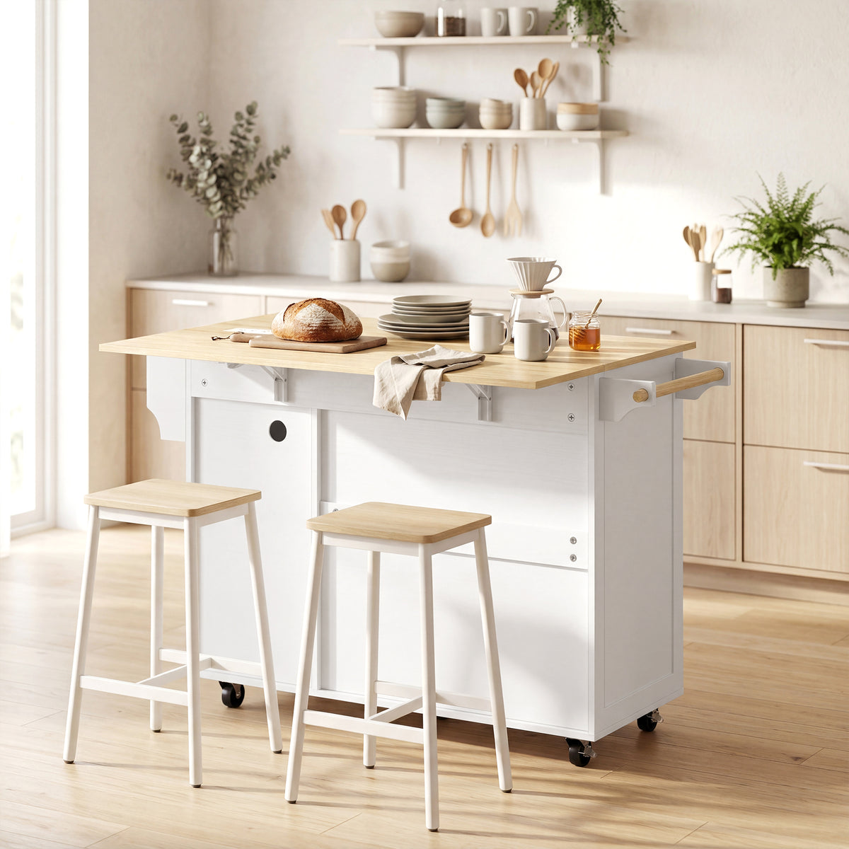 Kitchen Island with Drop Leaf – 53"W x 36"H
