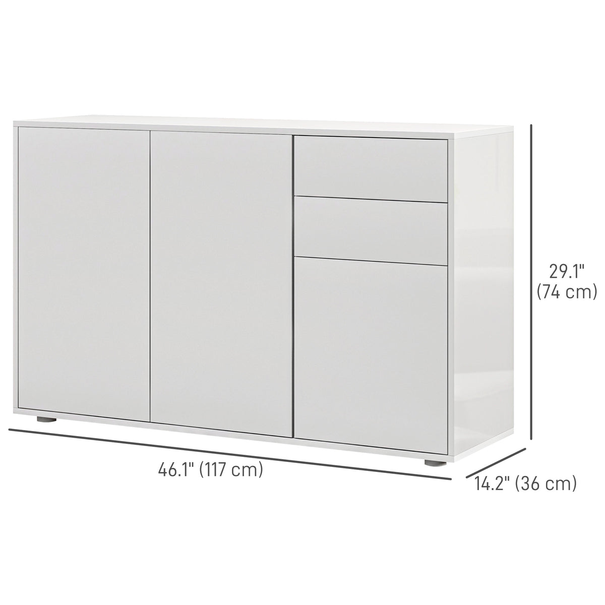 Modern Coffee Bar with Push-Open Design and 2 Drawers – 46"W x 29"H