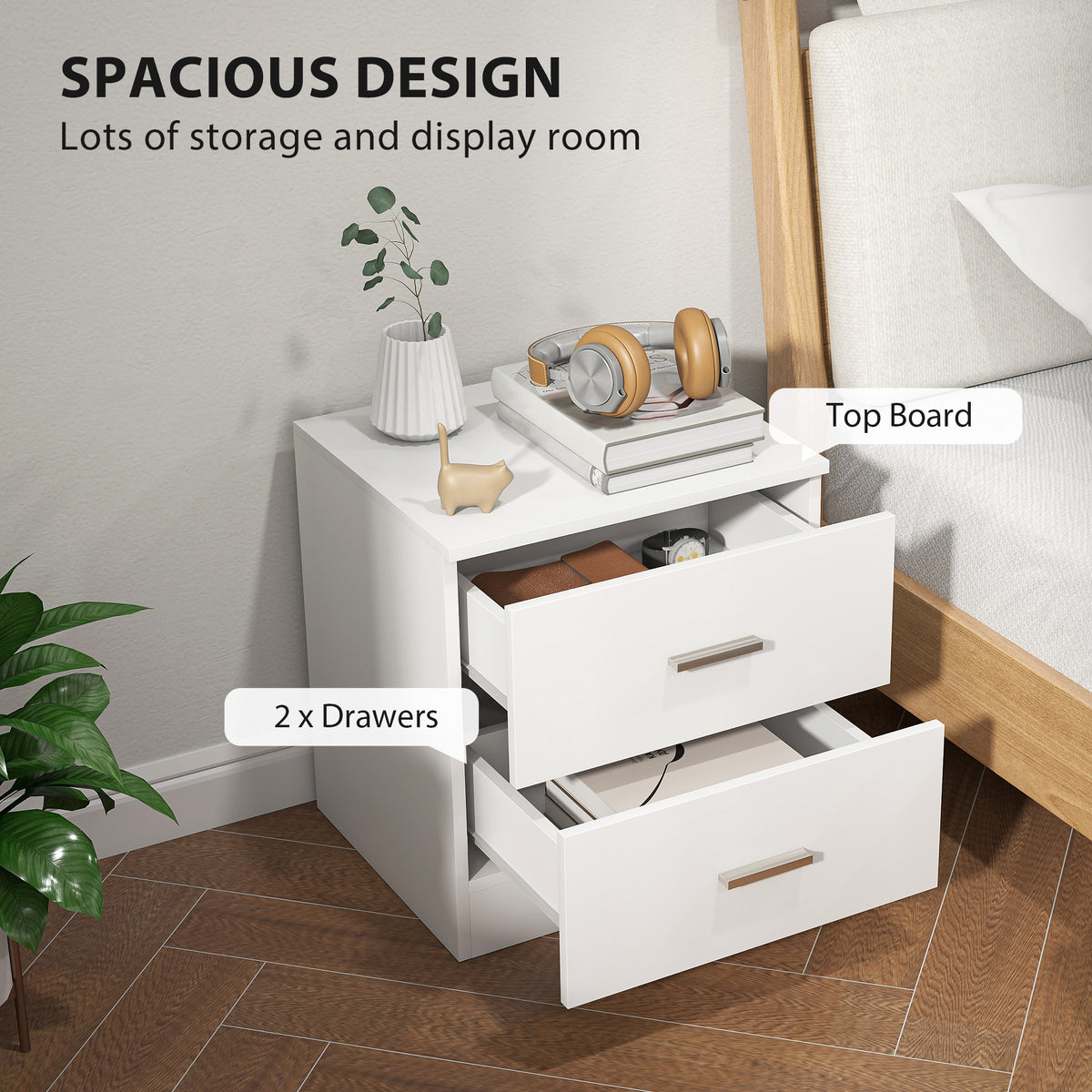Modern 2-Drawer Nightstand – 18"W x 19"H
