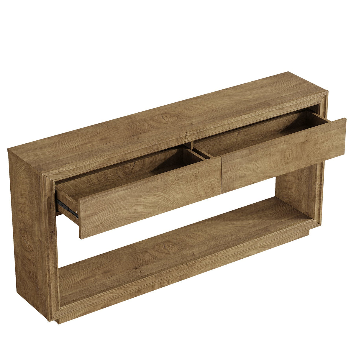 63" Console Table with 2 Drawers and Shelf, Farmhouse Entryway Sofa Table for Hallway