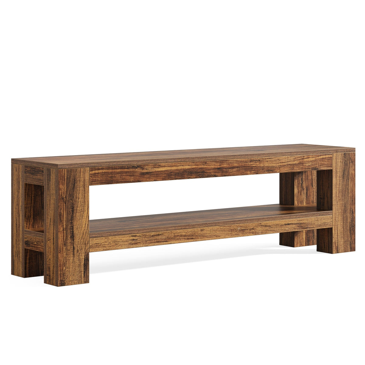 59" Dining Bench with Shelf, Farmhouse Kitchen Table Bench for Dining Room