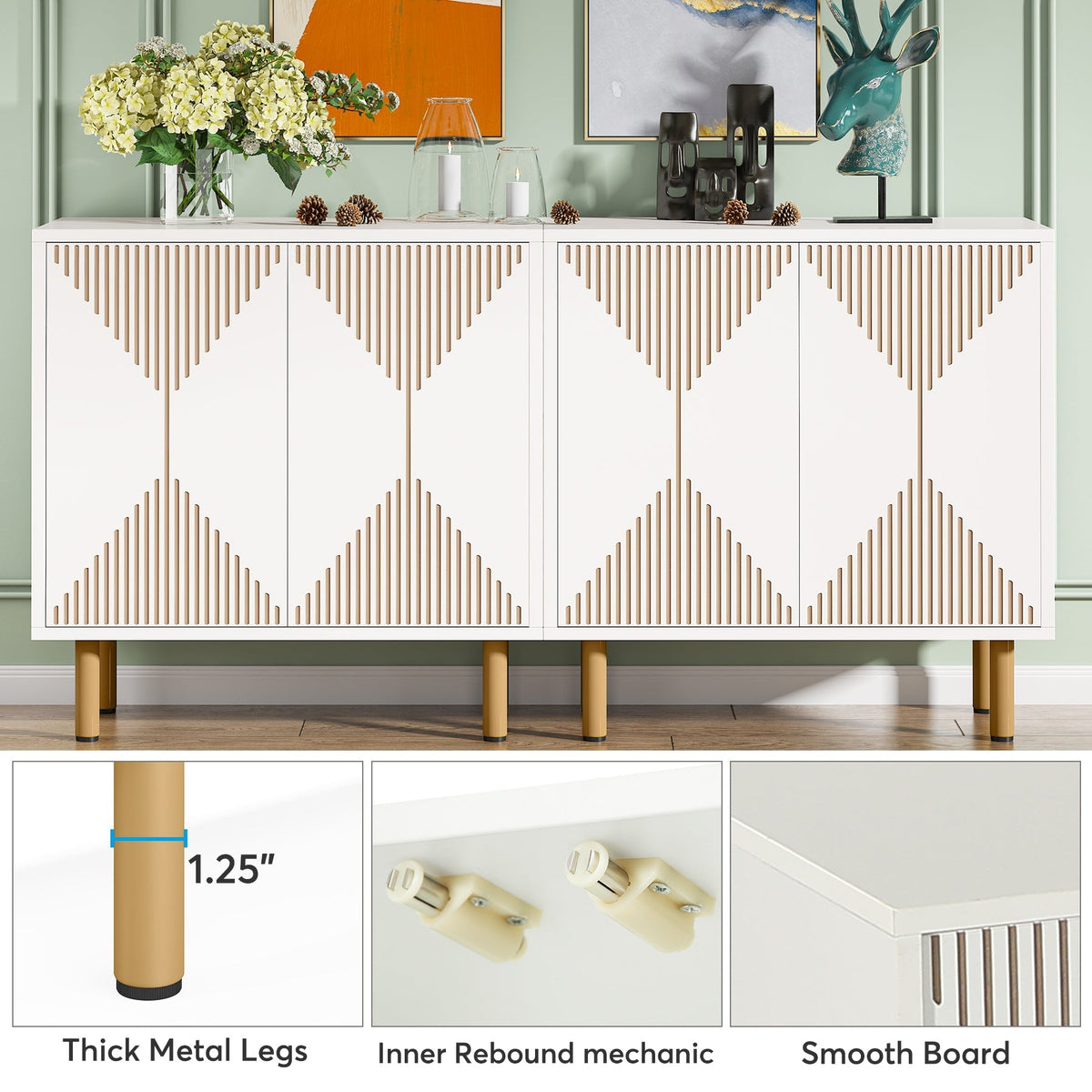 Modern Sideboard Buffet, 59" Wood Storage Cabinet with Doors