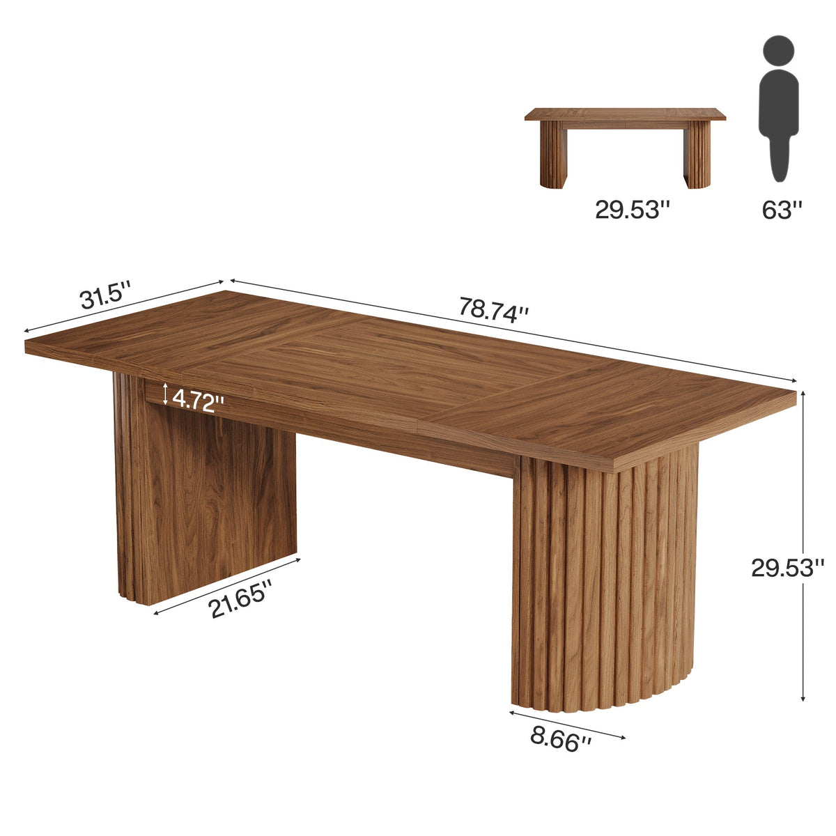78.8" Executive Desk, Large Computer Office Desk with Double Pedestal