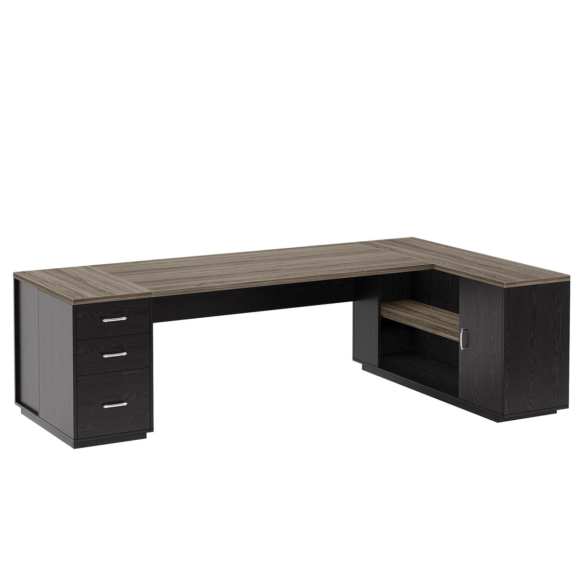 85.8" Executive Desk, L-Shaped Office Desk Computer Desk with File Drawers