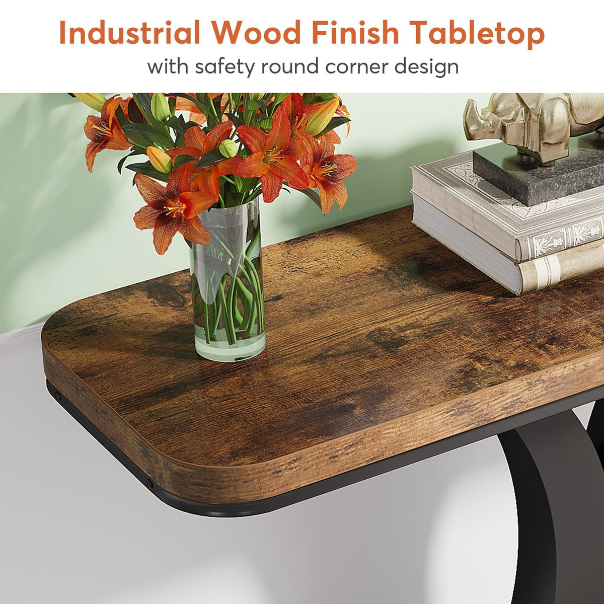 40" Console Table, Narrow Entryway Foyer Table with Geometric Base