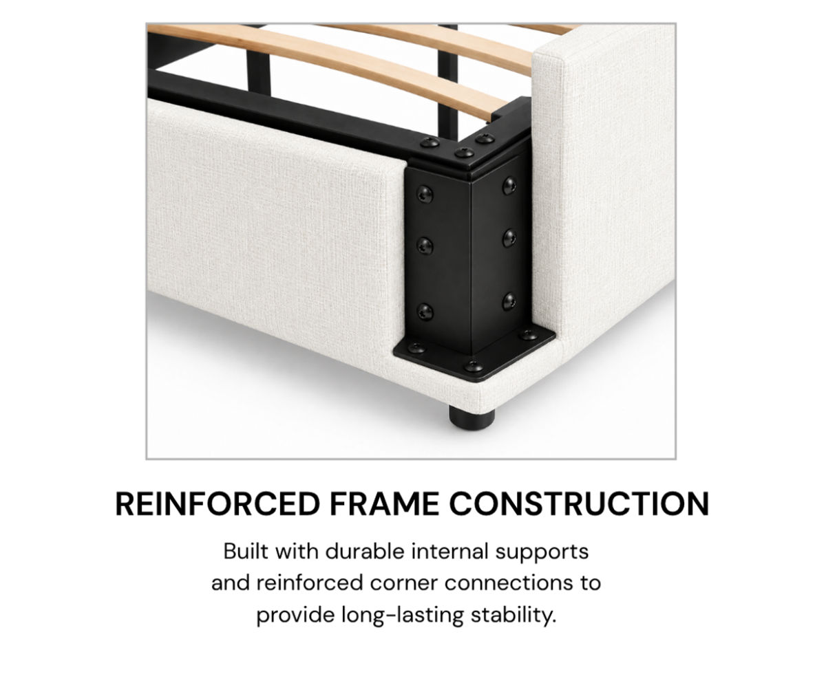 Titus T2160 Modern Tufted Linen Storage Platform Bed Frame