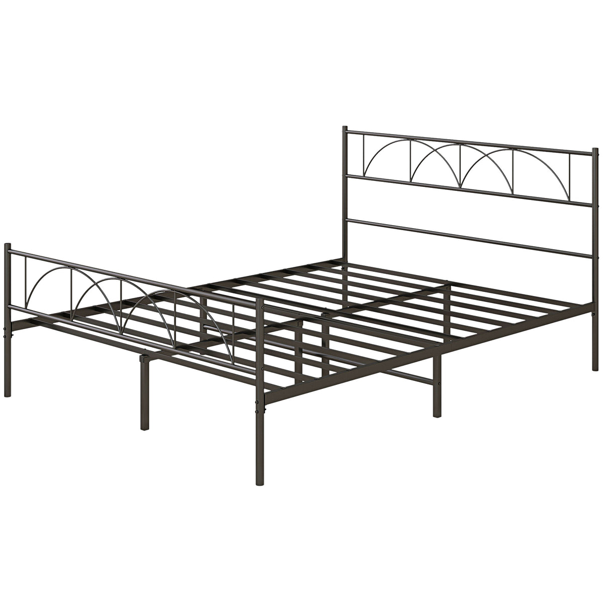 Metal Platform Bed Frame with Headboard and Footboard