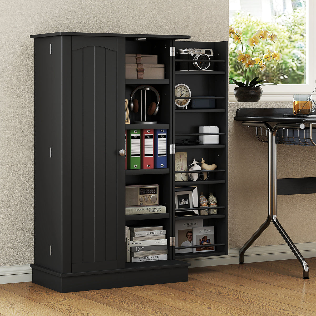2-Door Kitchen Pantry Cabinet with 5-tier Shelving – 24"W x 41"H