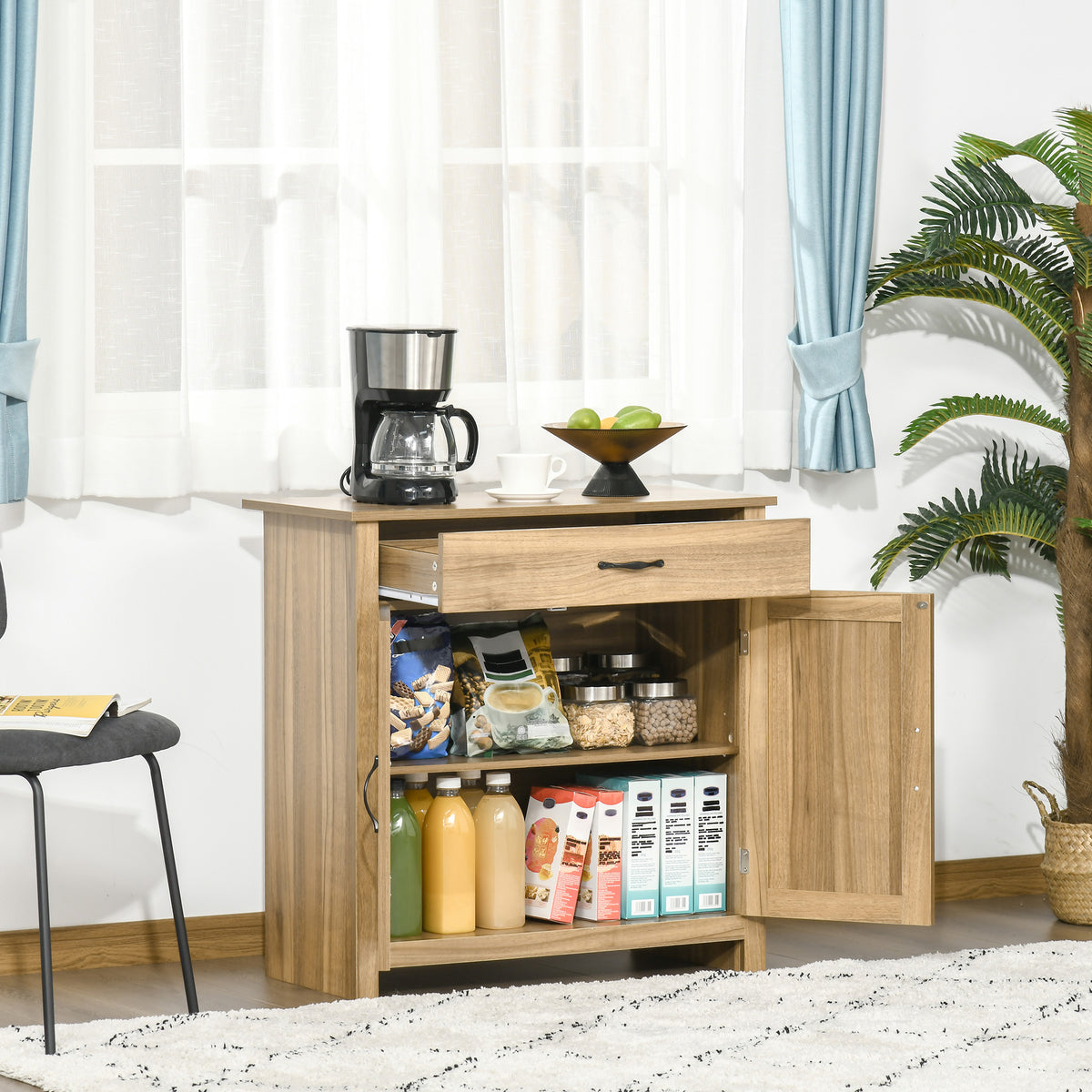 Farmhouse Sideboard Buffet Cabinet with Barn Doors – 32"W x 32"H, Natural