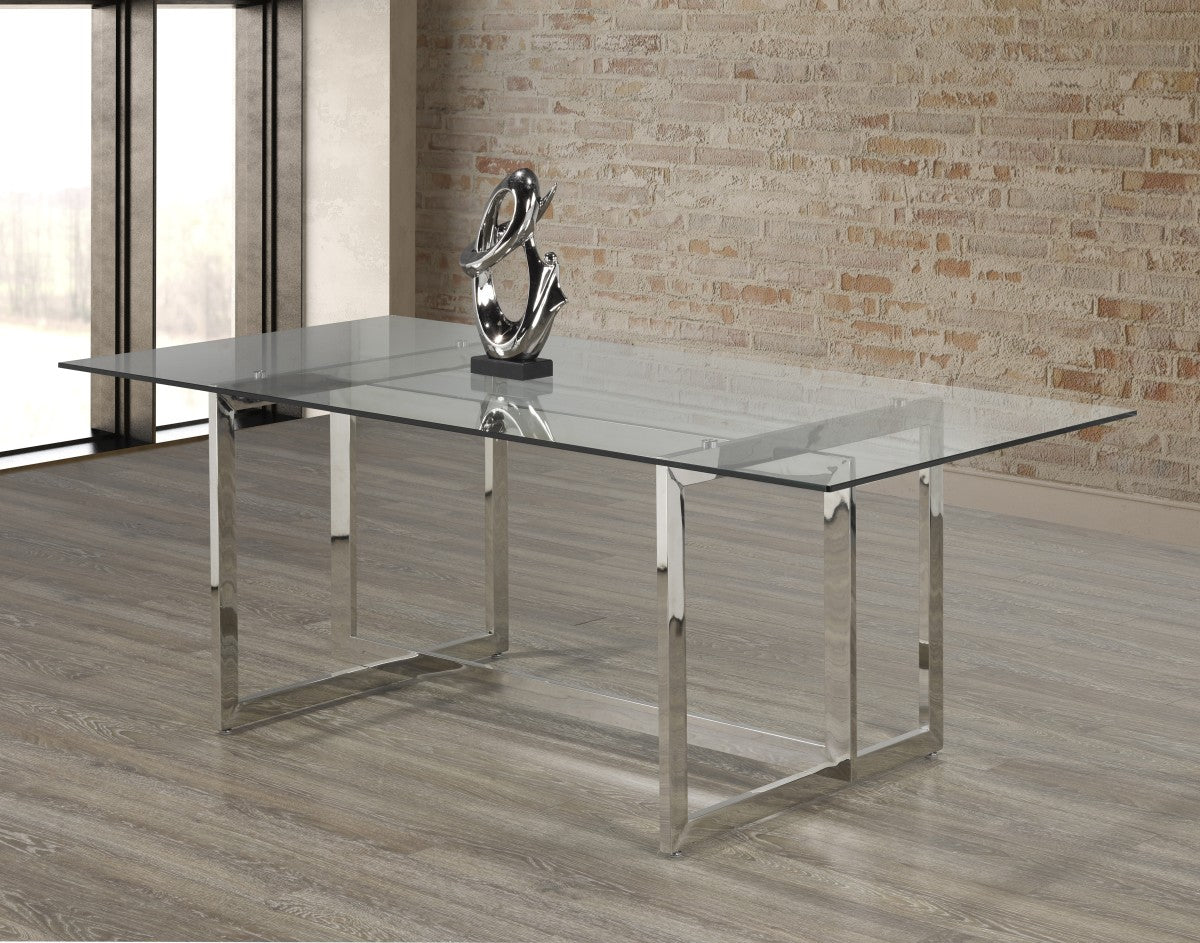 Glass Dining Table – Silver