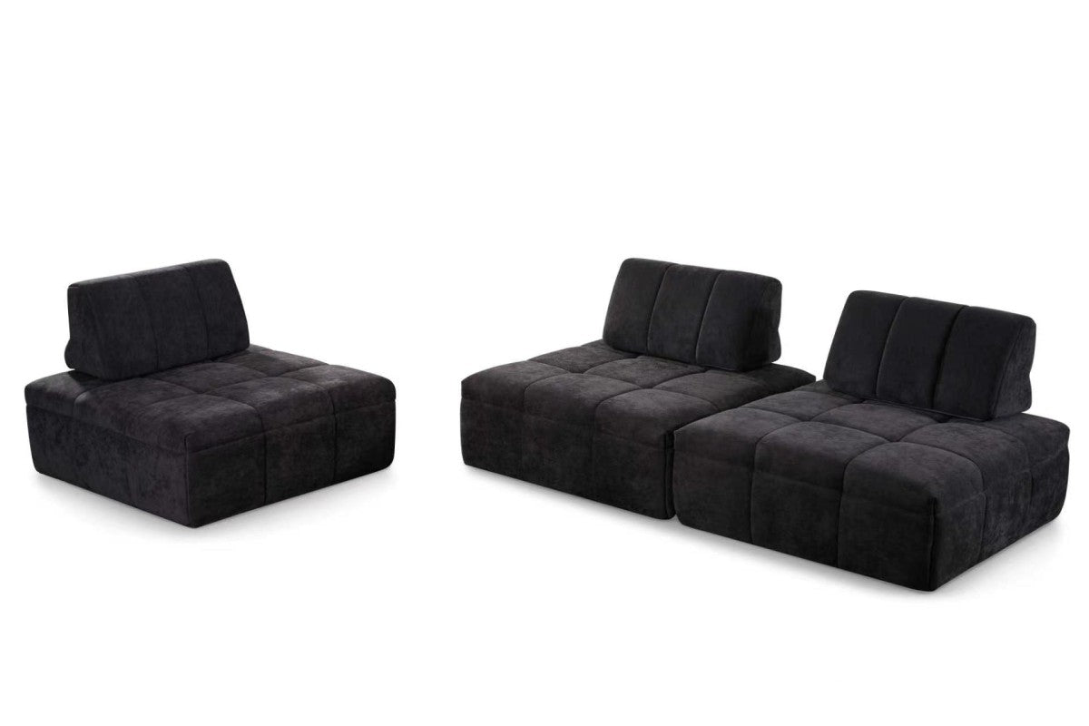 Upholstered Modular Armless Chair – Black