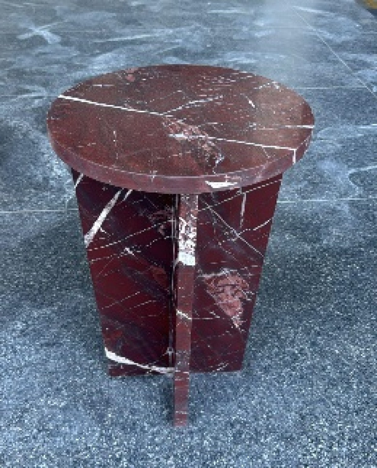 Marble Side Table – Burgundy (Style 2)