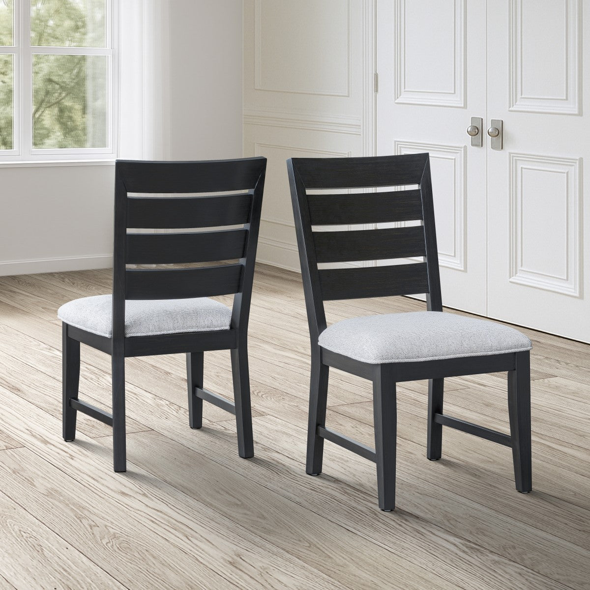 Upholstered Extendable 7-Piece Dining Set – Oak/Black