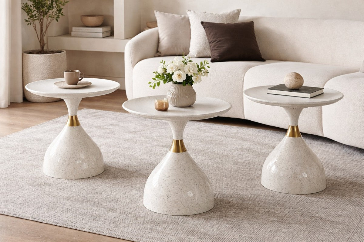 Curved Accent Table – White