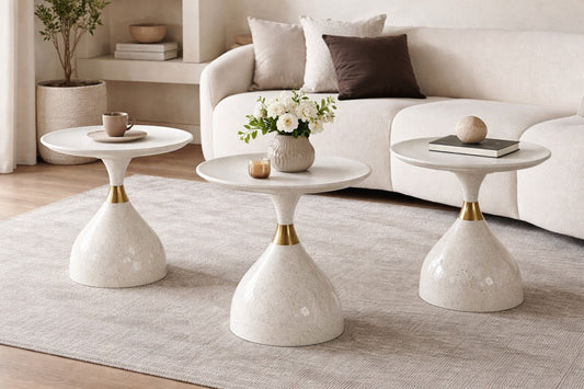 Curved Accent Table – White