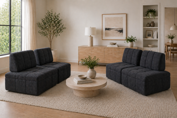 Brassex 3-Piece Modular Sofa Black