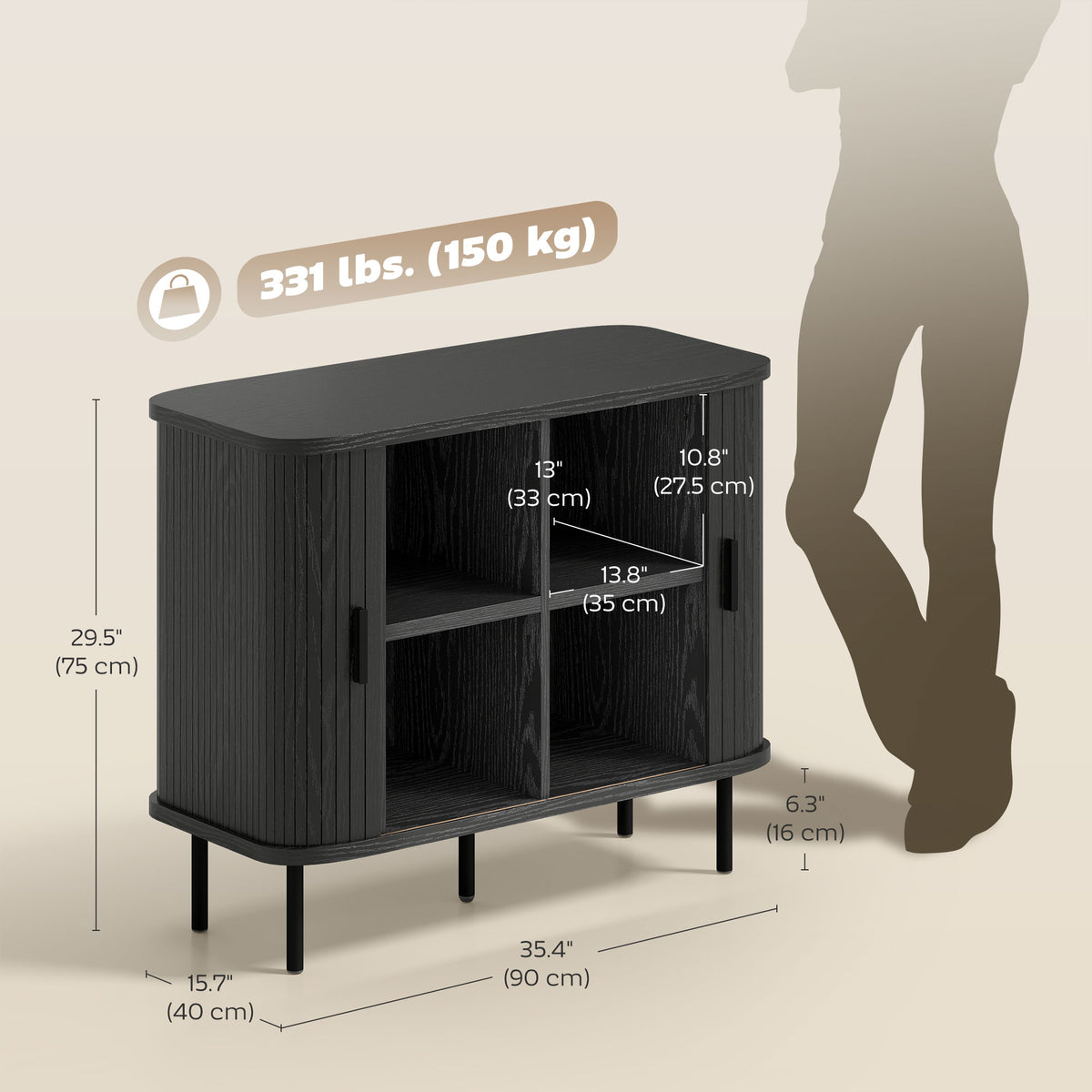 Sideboard Buffet Cabinet with Storage – 35"W x 30"H