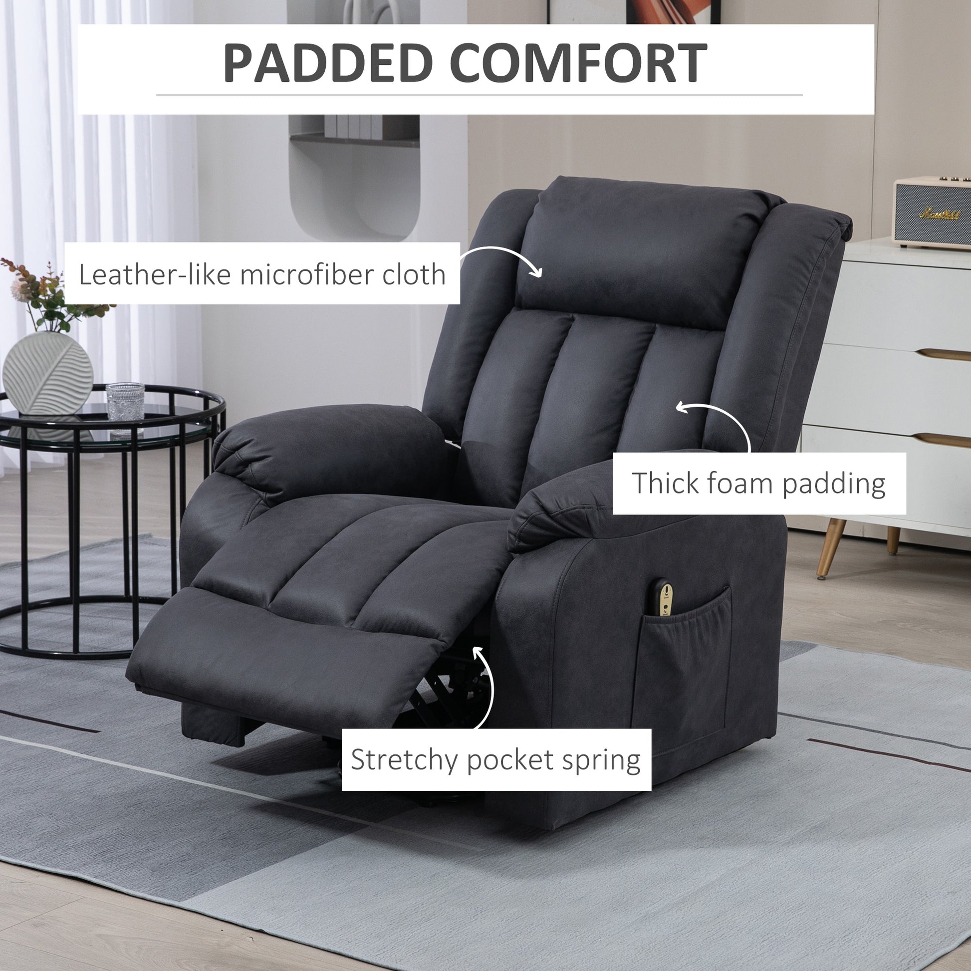 HOMCOM Electric Power Lift Recliner Chair for Elderly Microfibre Side Pockets