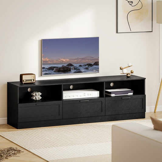 TV Stand with Storage – Modern Entertainment Center with 3 Cabinets and 3 Open Shelves – 71" Wide
