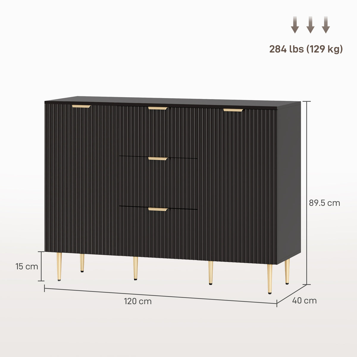 Sideboard Buffet Cabinet with 3 Drawers and Adjustable Shelves – 47"W x 35"H