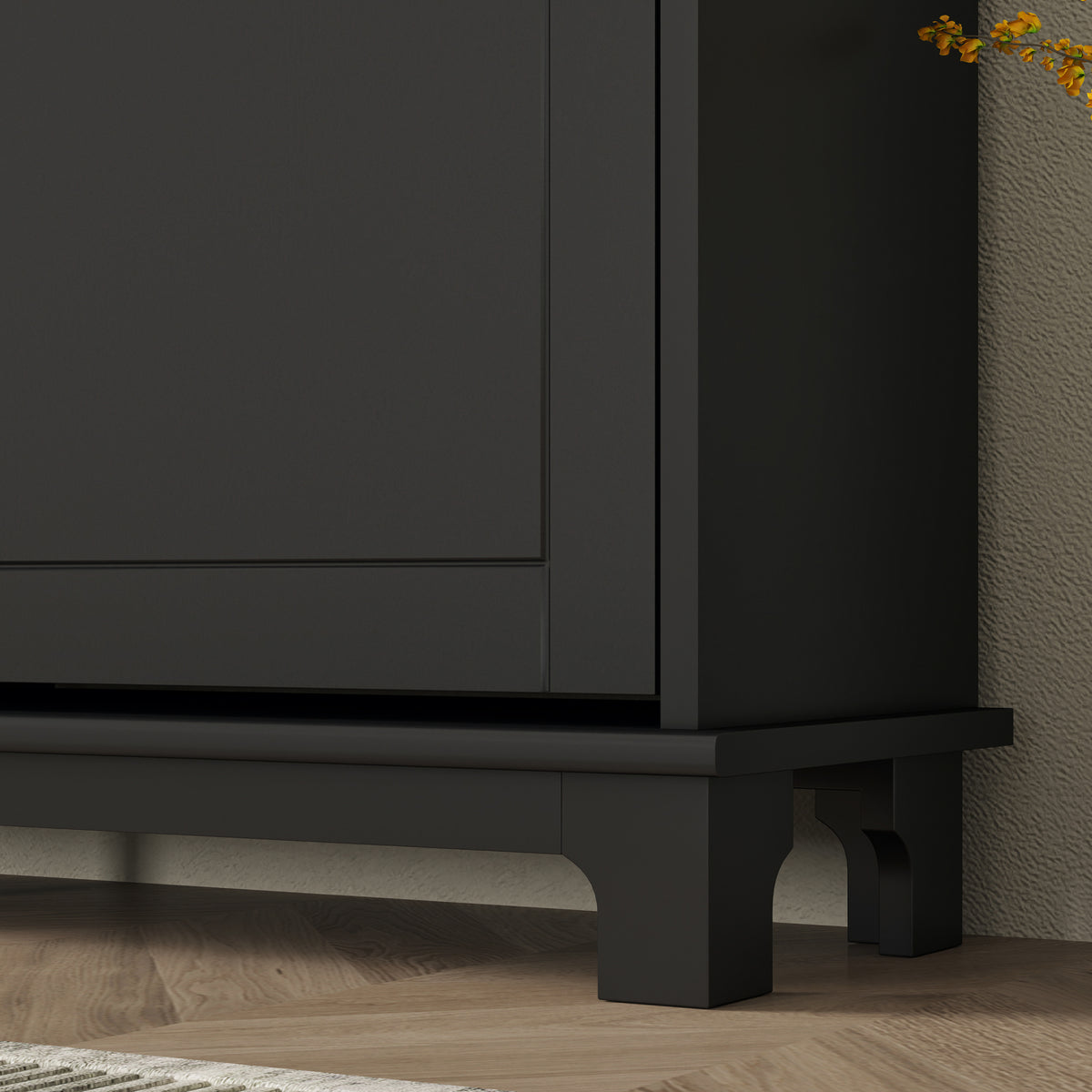Modern Narrow Shoe Cabinet with 4 Flip Drawers – 47"W x 34"H