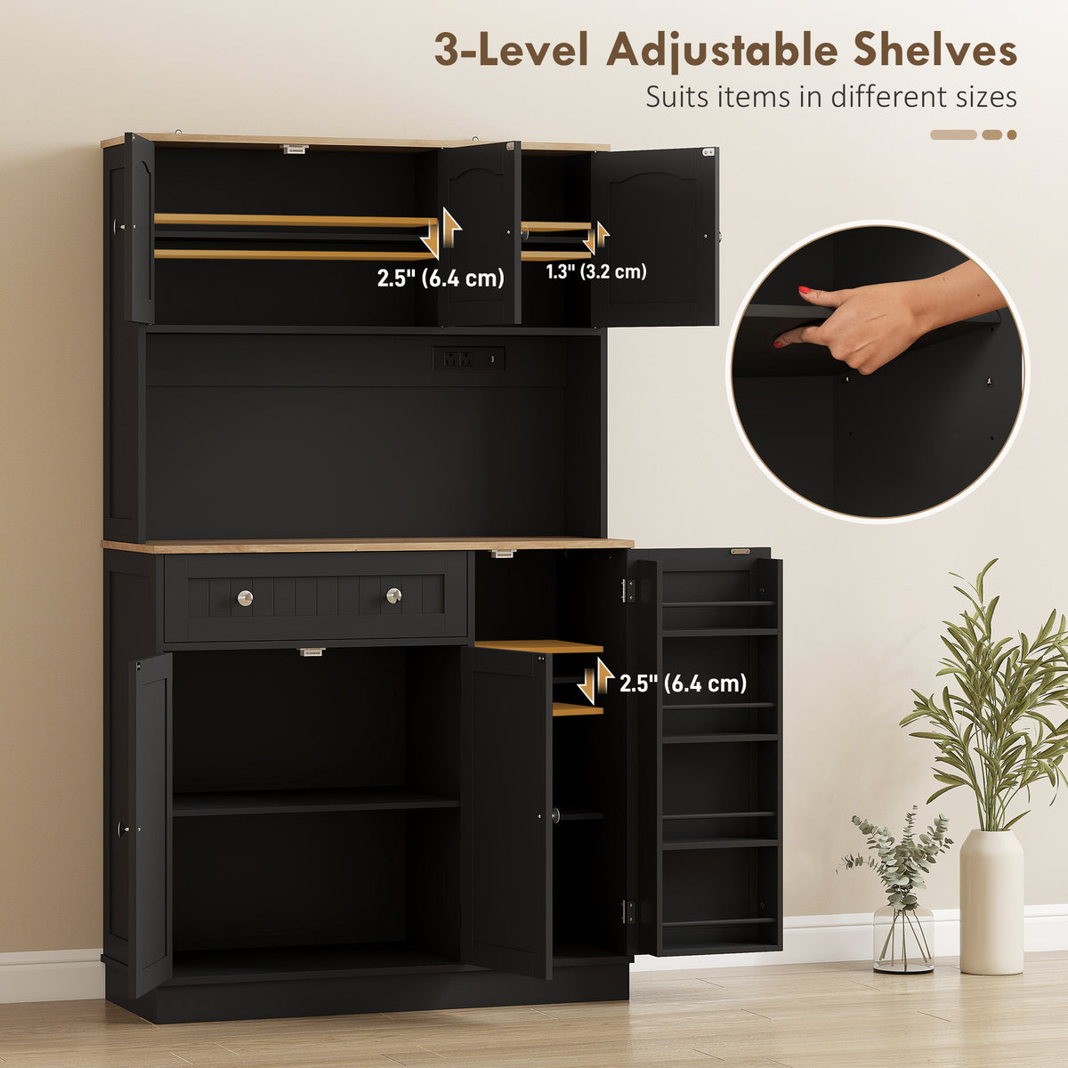 Pantry Cabinet with Charging Station – 39"W x 68"H