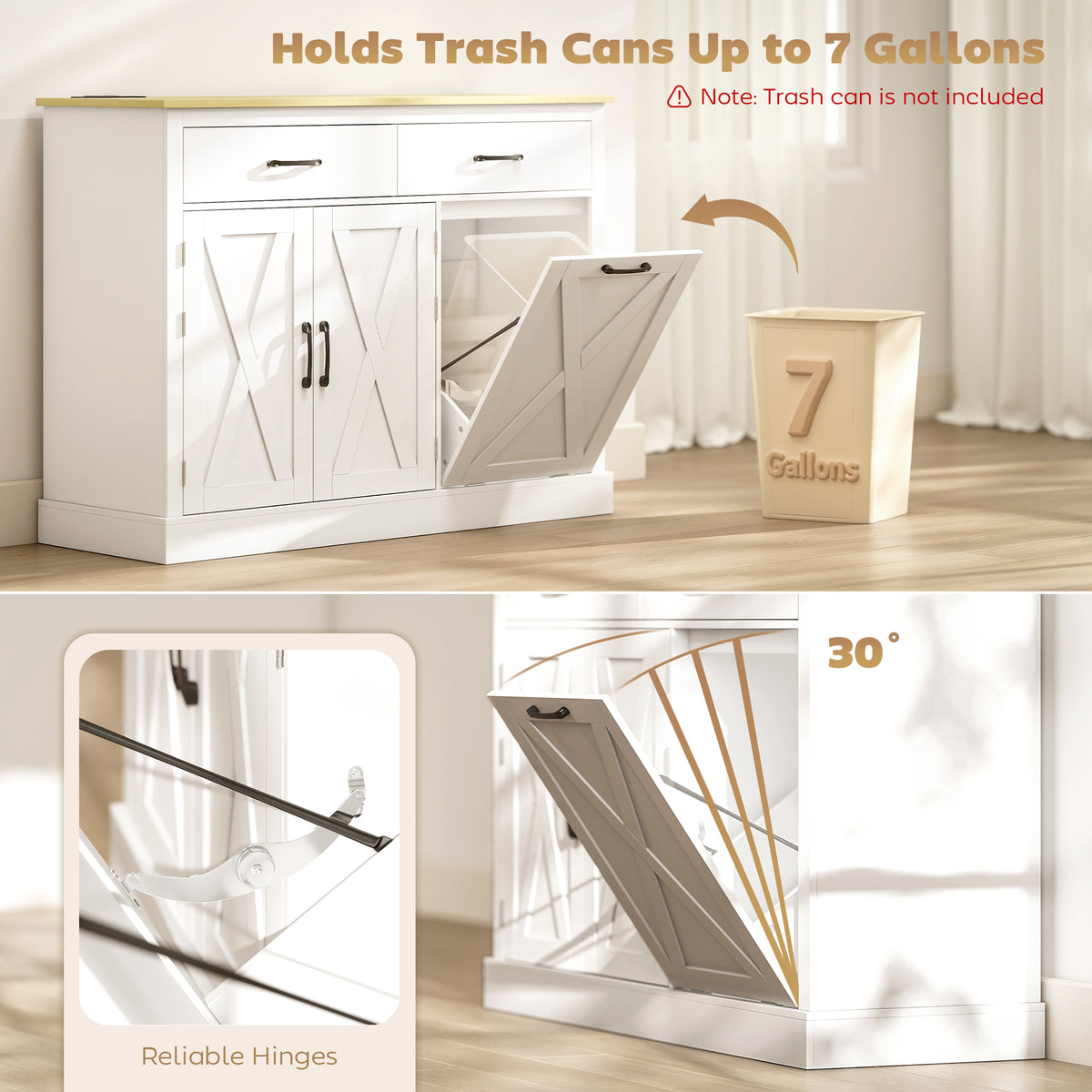 Kitchen Island with Charging Station – 44"W x 33"H