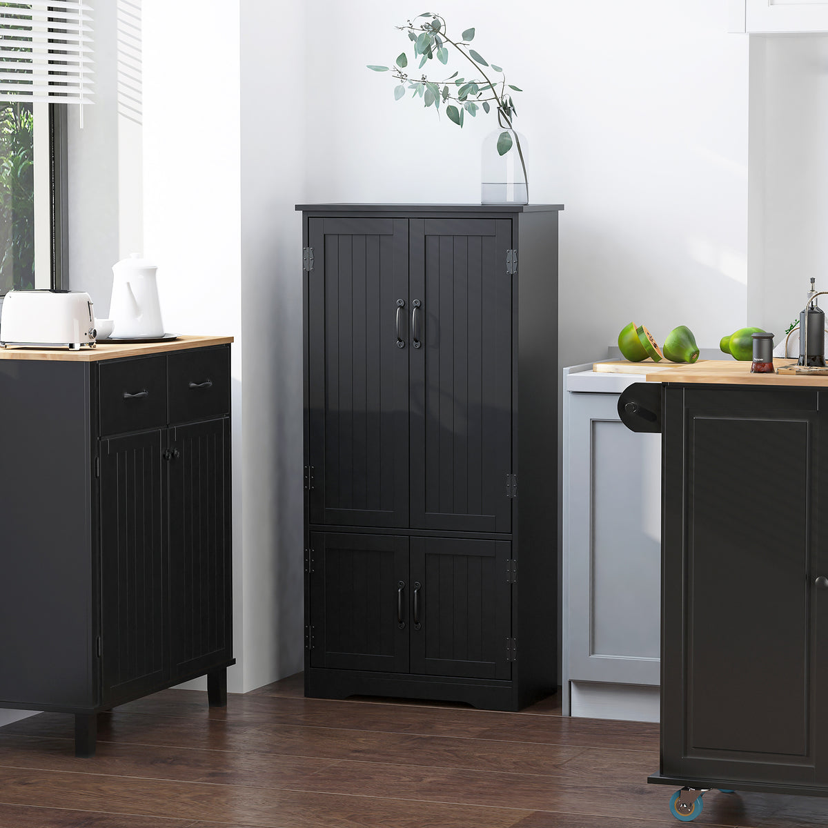 4-Door Pantry Storage Cabinet with Adjustable Shelves – 24"W x 49"H