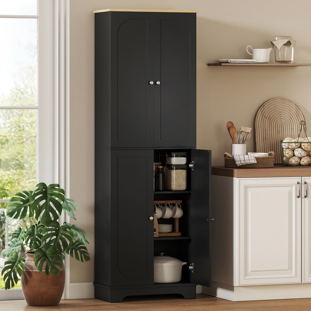 Kitchen Pantry Cabinet with Adjustable Shelves – 24"W x 72"H